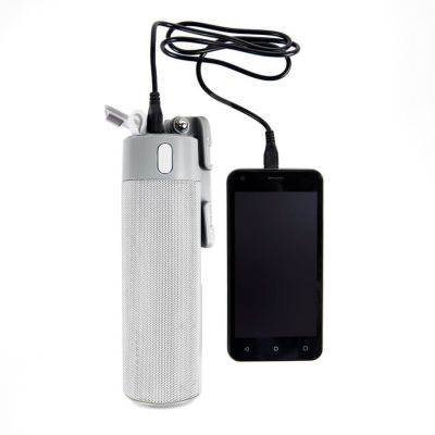 Bluetooth колонка TURBO TUBE с зарядным устройством (2000mAh) и моноподом, белый, серый-9