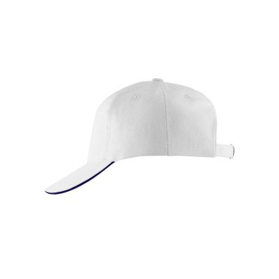 Бейсболка LONG BEACH, 5 клиньев, металлическая застежка, белый, темно-синий-0