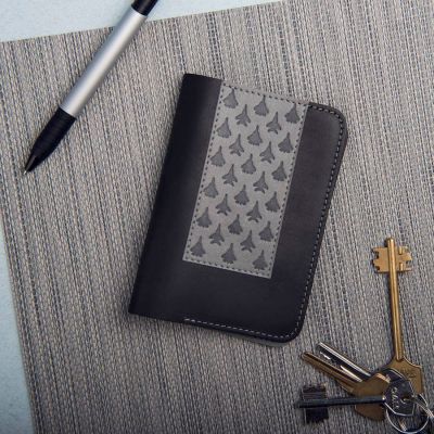 Обложка для паспорта 'Самолеты', черный, серый-3