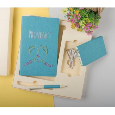 Набор подарочный PROVENCE; Универсальный аккумулятор(5000мАh), блокнот и ручка; голубой, шт, голубой, бежевый-5