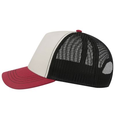 Бейсболка RAPPER CANVAS-S, 5 клиньев, пластиковая застёжка, белый, бордовый, чёрный-6