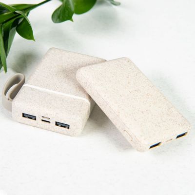 Универсальный аккумулятор WHEAT POWER 5, 5000 mAh, пластик с пшеничным волокном, натуральный-4