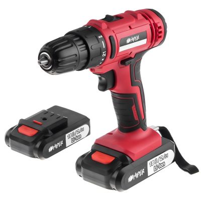 Дрель аккумуляторная HIPER HCD18В, 18В, в кейсе, Li-ion батарея 2,0 Ач (2 шт), 35Нм, красный-0