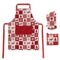Подарочный набор  для кухни 'Новогодний',хлопок 100%, фартук и прихватки, белый, красный