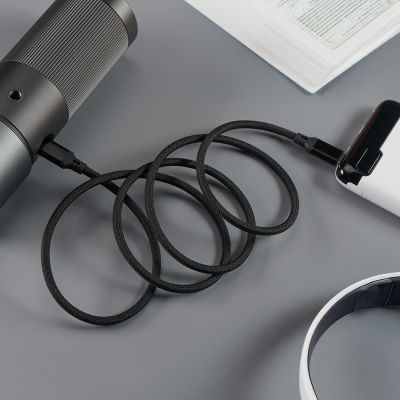 Кабель COIL магнитный для зарядки и передачи данных, 100Вт, 480Мб/с, нейлоновая оплетка, черный-3