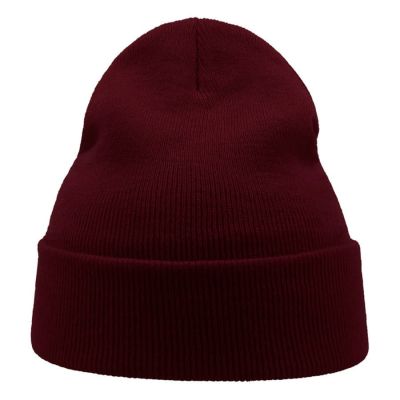 Шапка вязаная  двойная Wind с отворотом, бордовый-1