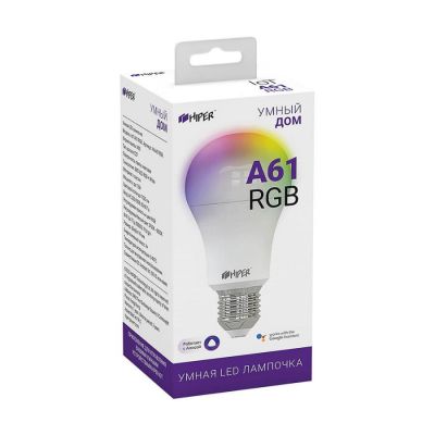 Умная LED лампочка A61 RGB, белый-1