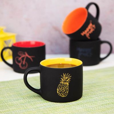 Кружка YASNA с покрытием SOFT-TOUCH, черный с желтым, 310 мл, фарфор, черный, желтый-5