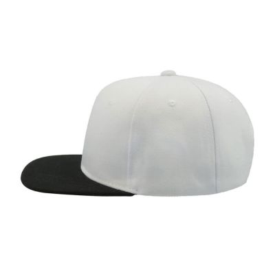 Бейсболка SNAP BACK, 6 клиньев, пластиковая застежка, белый, черный-3