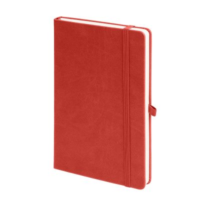Бизнес-блокнот 'Justy', 130*210 мм, красный, твердая обложка,  резинка 7 мм, блок-линейка, ярко-красный-0
