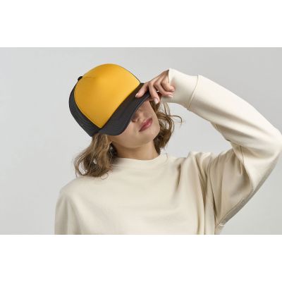 Бейсболка RAPPER-S, 5 клиньев, пластиковая застёжка, белый, желтый-5