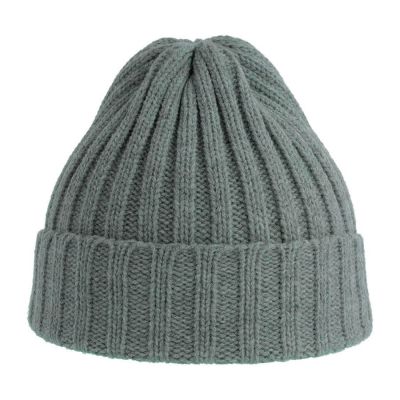 Шапка вязаная SHORE с отворотом из материала rPET/рециклированного полиэстера, светло-серый меланж-5