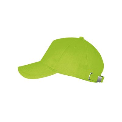 Бейсболка LONG BEACH, 5 клиньев, металлическая застежка, лаймовый-0