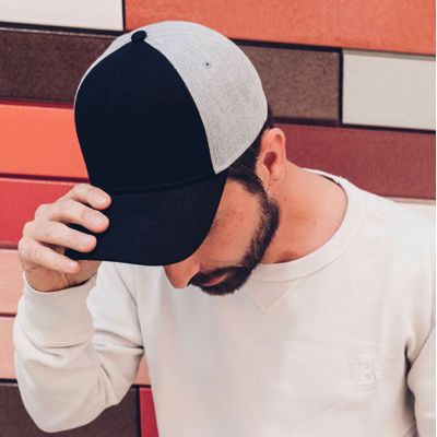 Бейсболка 'Contest',6 клиньев, пластиковая застёжка, темно-синий, серый-1