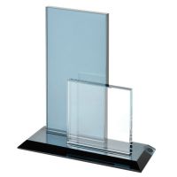 Стела наградная 'Double', 15,5х6х17,6см, стекло, серый