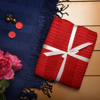 Плед WAVE, 130х150 см, акрил 180гр/м2, синий-5