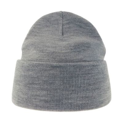 Шапка вязаная PURE  с отворотом из пряжи Polylana, светло-серый меланж-5