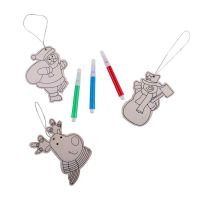 Новогодний набор для раскрашивания X`MAS COLORS: украшения на елку (3шт) и фломастеры (3шт), бежевый