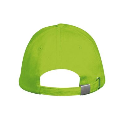 Бейсболка LONG BEACH, 5 клиньев, металлическая застежка, лаймовый-3