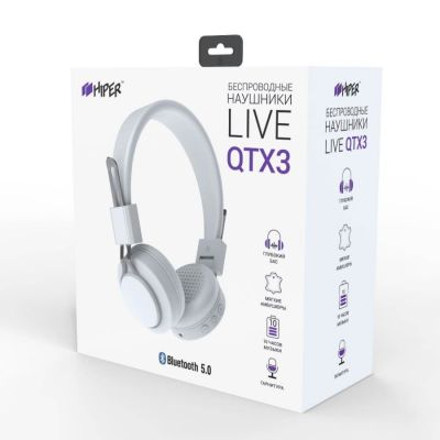Наушники головные беспроводные Hiper LIVE QTX3, белые, белый-4