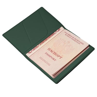 Обложка для паспорта Simply, 13.5 х 19.5 см, зеленая, PU, зеленый-2