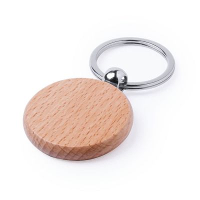 Брелок 'PELTON', круглый, натуральный бук., светло-коричневый-2