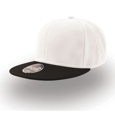 Бейсболка SNAP BACK, 6 клиньев, пластиковая застежка, белый, черный-0