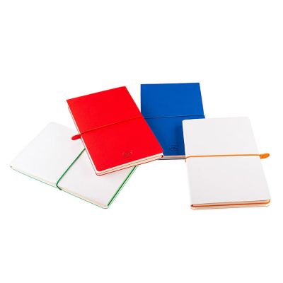 Бизнес-блокнот 'Combi', 130*210 мм, бело-оранжевый, кремовый форзац, гибкая обложка, в клетку/нелин, белый, оранжевый-6