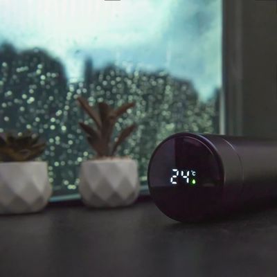 Термос THERMO с ситечком и индикатором температуры, 500 мл, черный-6