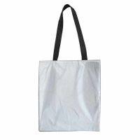 Сумка для покупок из полиэстера 'Reflect'; светоотражающий серый; 38х42 см, длина ручек 70 см.