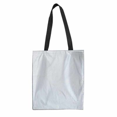 Сумка для покупок из полиэстера 'Reflect'; светоотражающий серый; 38х42 см, длина ручек 70 см.-0