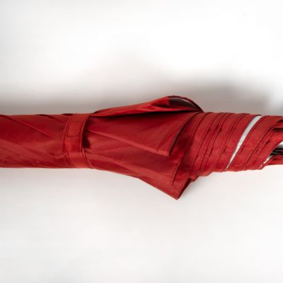 Зонт-трость SILVER, пластиковая ручка, полуавтомат, красный, серебристый-3