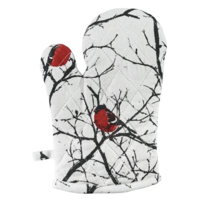 Подарочный набор для кухни 'Снегири',хлопок 100%, передник и прихватки, белый, красный-3