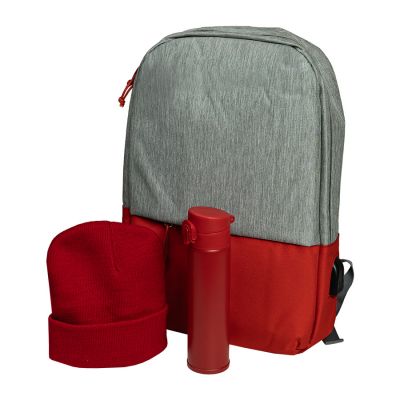 Набор подарочный MYWAY: шапка, термос, рюкзак, красный-0