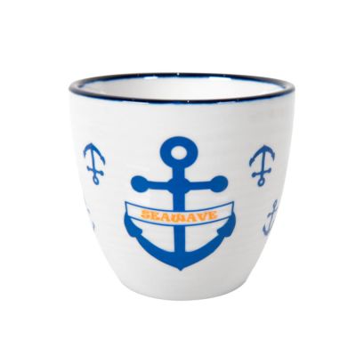 Чайник и чайная пара SEAWAVE  в упаковке, 200мл и 500мл, фарфор, белый, синий-16