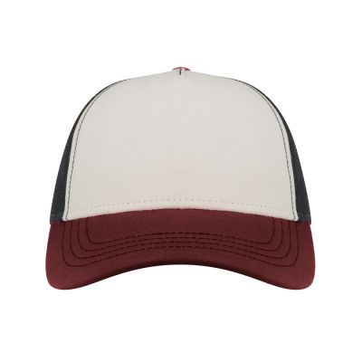 Бейсболка RAPPER CANVAS-S, 5 клиньев, пластиковая застёжка, белый, бордовый, чёрный-1