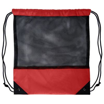 Рюкзак мешок с укреплёнными уголками Mesh, красный, 35*41 см, полиэстер 210D-1