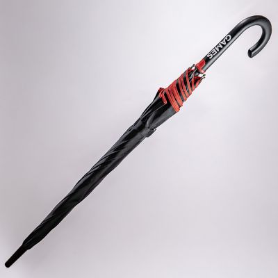 Зонт-трость BACK TO BLACK, пластиковая ручка, полуавтомат, черный, красный-5