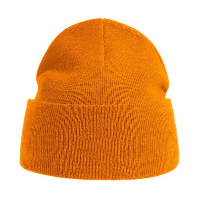 Шапка вязаная PURE  с отворотом из пряжи Polylana® горчичный, желтый-5