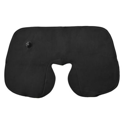 Подушка надувная дорожная в футляре; черный; 43,5 х 27,5 см; твил-2