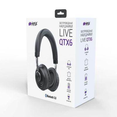 Наушники головные беспроводные Hiper LIVE QTX6, черные, черный-3