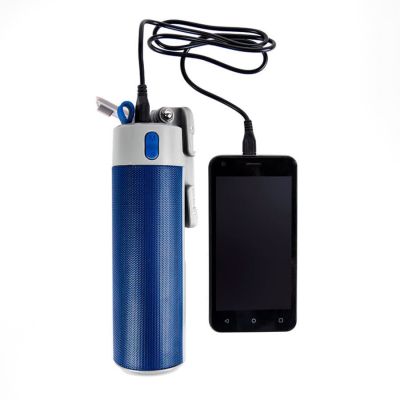 Bluetooth колонка TURBO TUBE с зарядным устройством (2000mAh) и моноподом, синий, серый-9