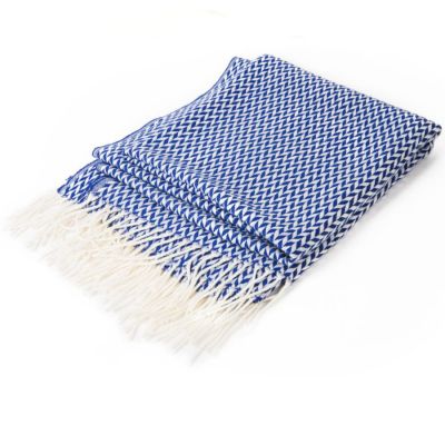 Плед VILLAGE, 130х150 см, акрил 220гр/м2, белый, синий-3