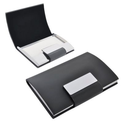 Визитница 'Бонн' с магнитной застежкой, черный, серый-0