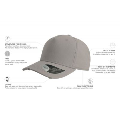 Бейсболка CARGO, 5 клиньев, металлическая застежка, серый-1