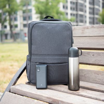 Подарочный набор TOWNIE: рюкзак, внешний аккумулятор, термос, черный, серый-1