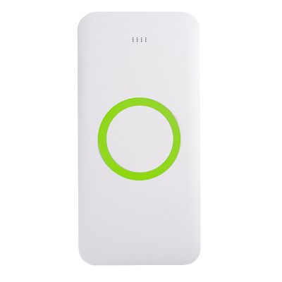Универсальный аккумулятор с функцией беспроводной зарядки SATURN,белый со светло-зеленым,15х, белый, зеленое яблоко-0