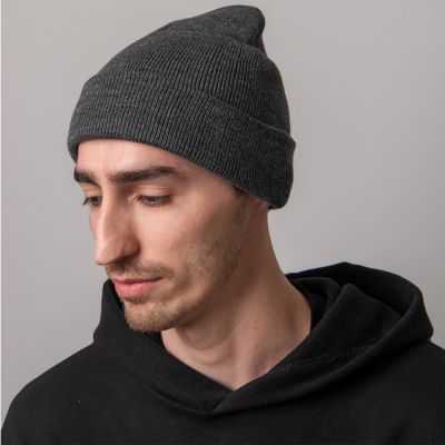 Шапка вязаная двойная ESSENTIAL, темно-серый меланж-3