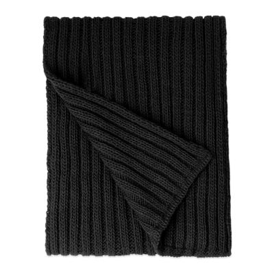 Шарф вязаный НАСВЯЗИ© шерсть/акрил, черный-1