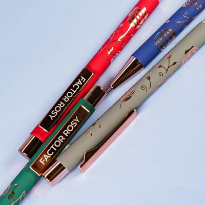 Ручка шариковая FACTOR ROSY, зеленый, розовое золото-3